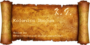 Kolonics Ibolya névjegykártya