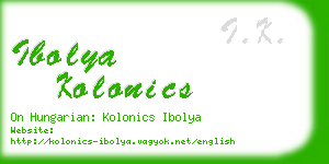 ibolya kolonics business card